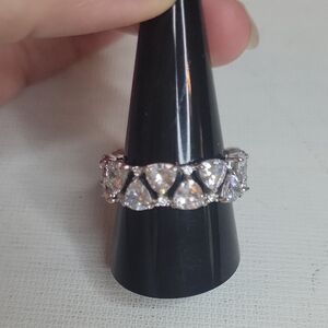 Diamond Cubic Zirconia Complete Silver Band, Size 11 NWOT